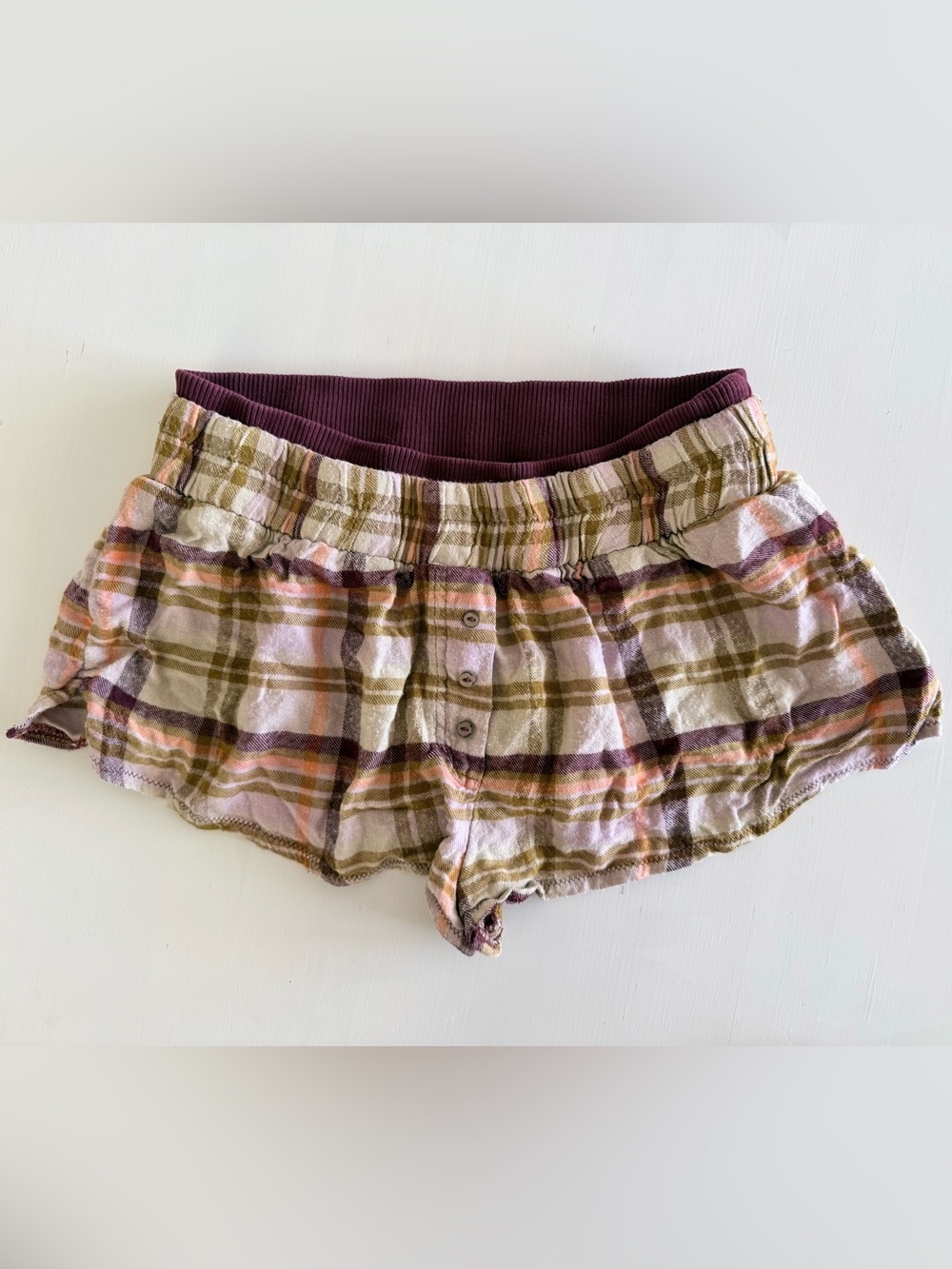 Free People Intimately Wrapped In Flannel Shorts Plaid Knit Lounge micro Shorts